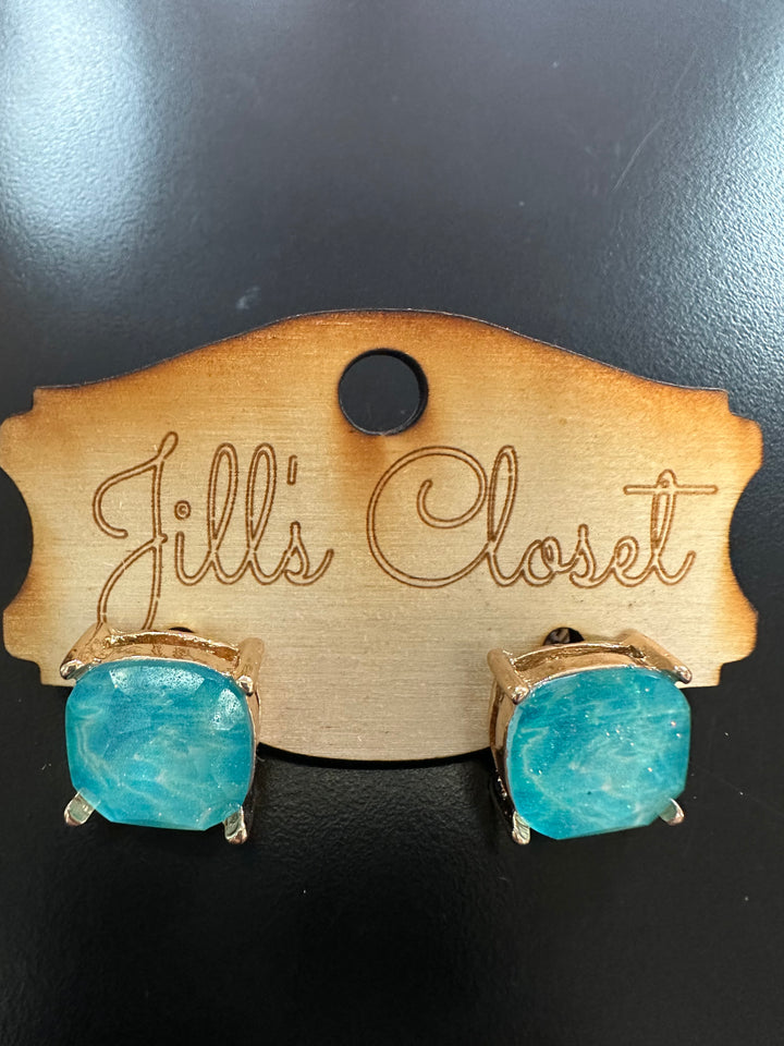 Lg Square Stud Earrings