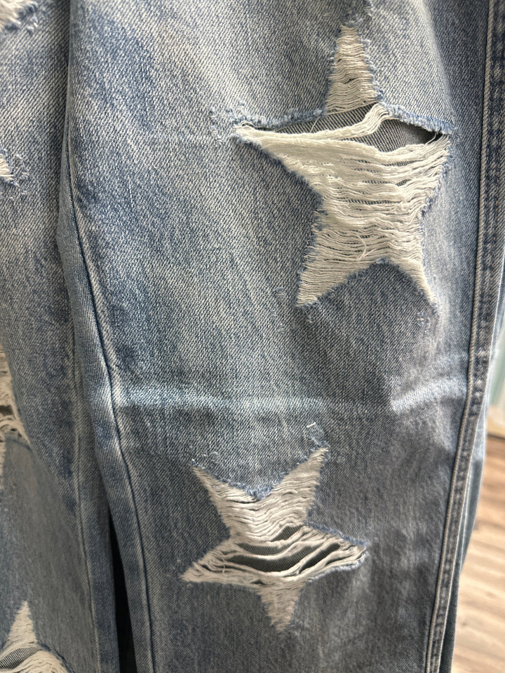 Judy Blue Distressed Star Jeans