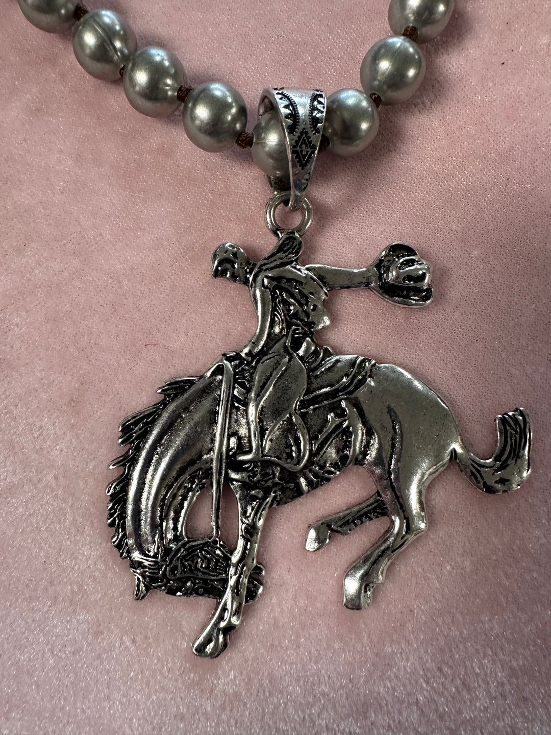 Knotted Silver Bead Pendant Necklace