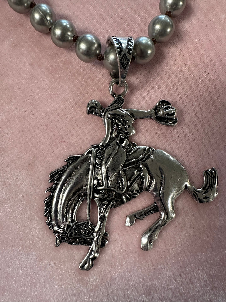 Knotted Silver Bead Pendant Necklace