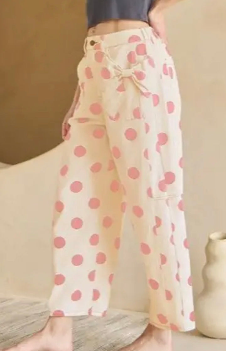 Pink Polkadot Barrel Jeans