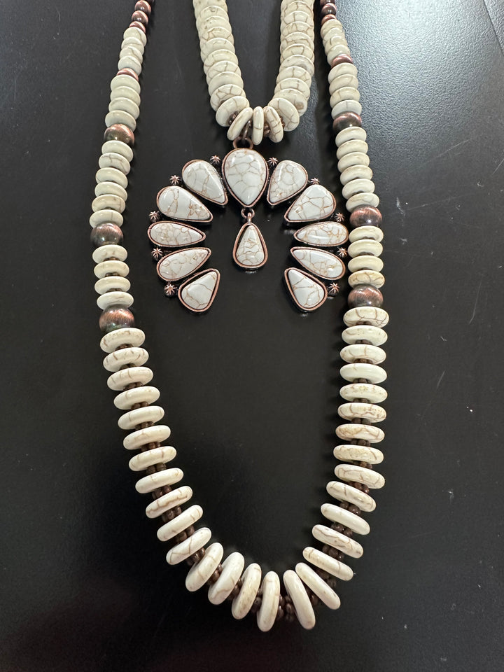 White Buffalo & Bronze Necklace Set