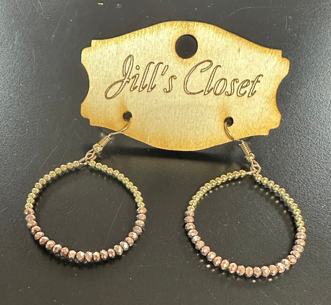 Golden beaded Circle Fishhook Earrings