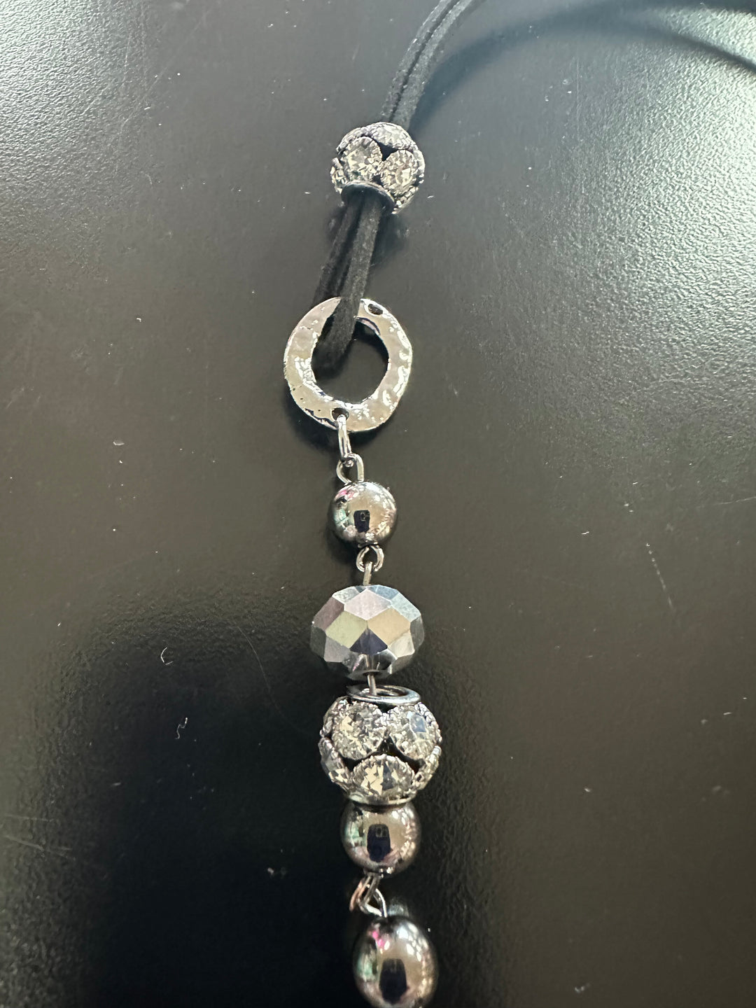 Long faceted & Rhinestone Necklace