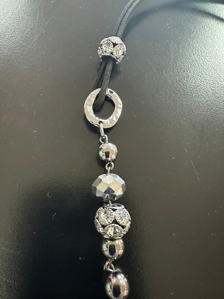 Long faceted & Rhinestone Necklace