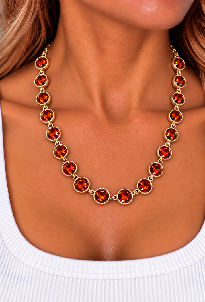 Jennifer’s Rd Faceted Stone Necklace