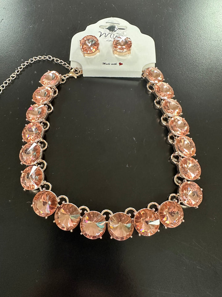Lg Faceted Bling Necklace Set