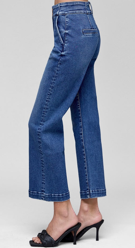 Risen Crop Wide Leg Jeans