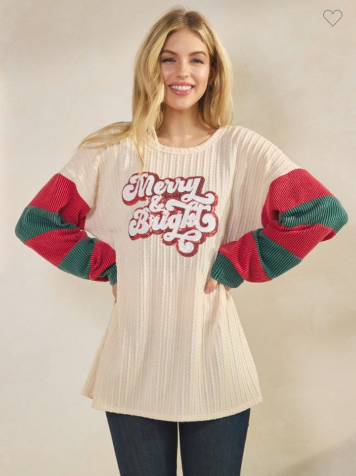 Christmas Color Block Top