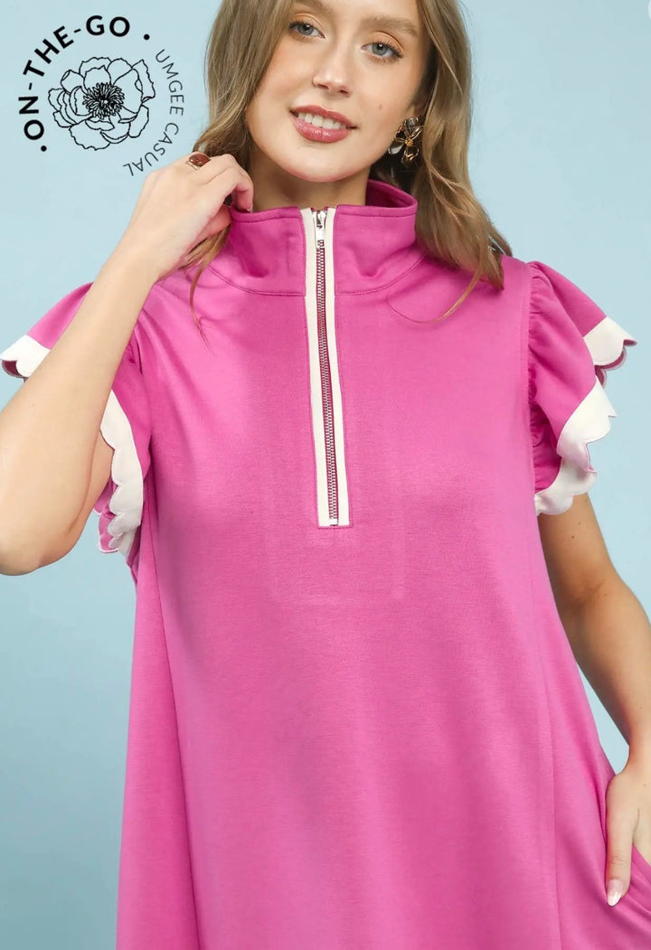 Umgee Ruffle Sleeve Knit Dress