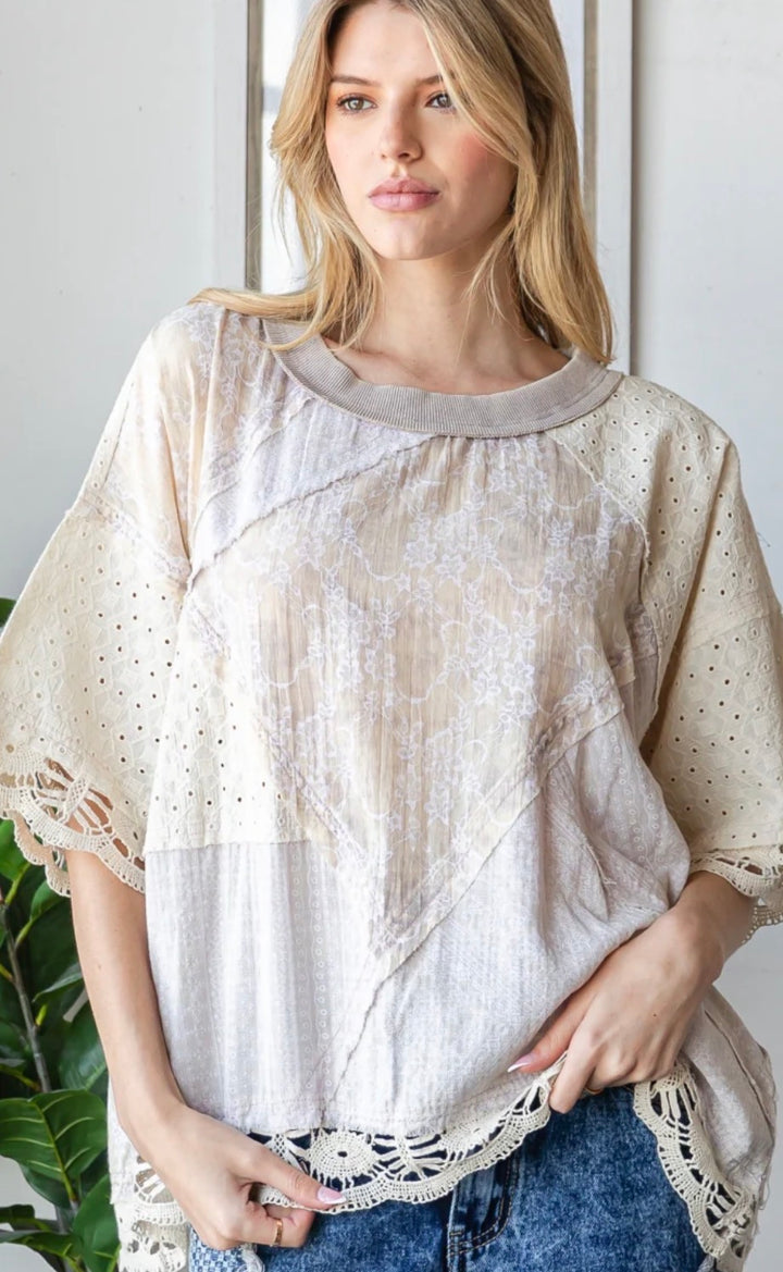 Lavender Mixed Patchwork Top