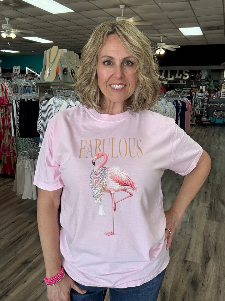 Fabulous Flamingo blinged tee