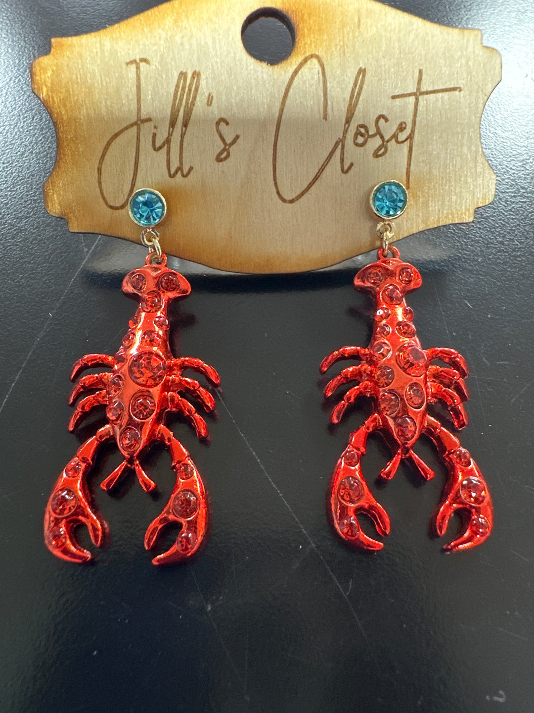 Rhinestone Crawfish (Lobster) Earrings