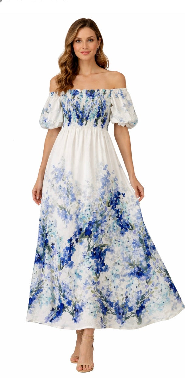 Blue Blooming Maxi Dress