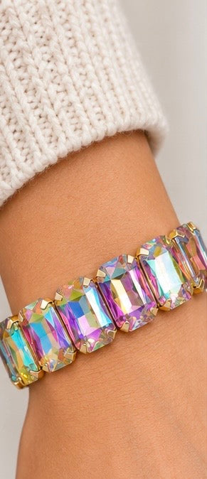 Rectangle Faceted Jeweltone Bracelet