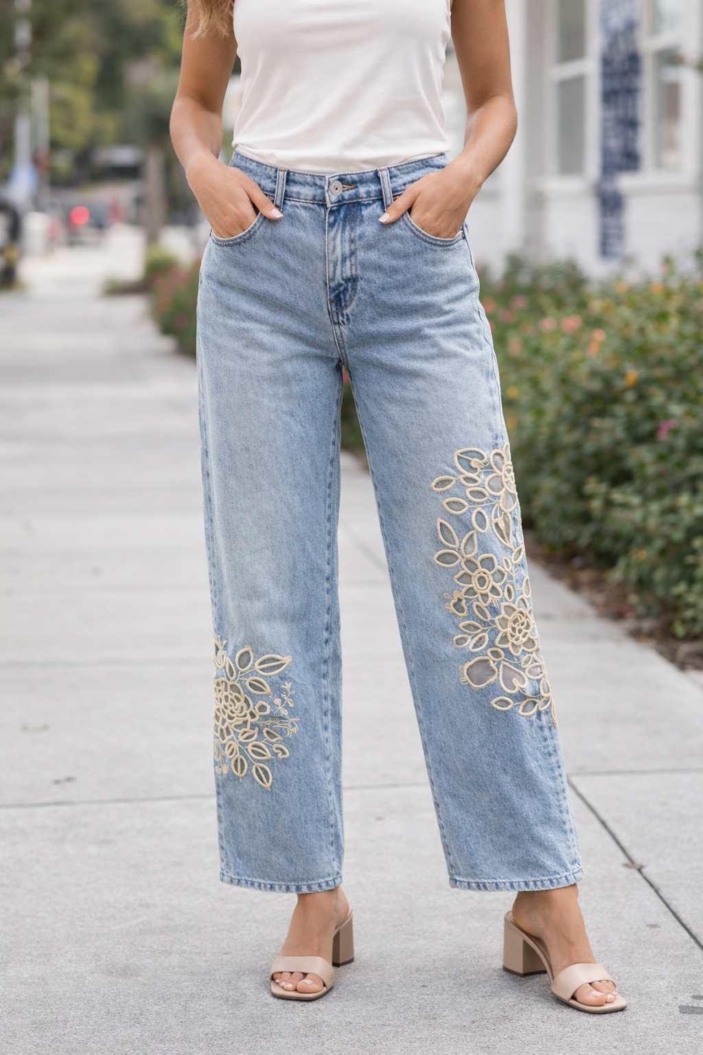 Floral Embroidered Jeans