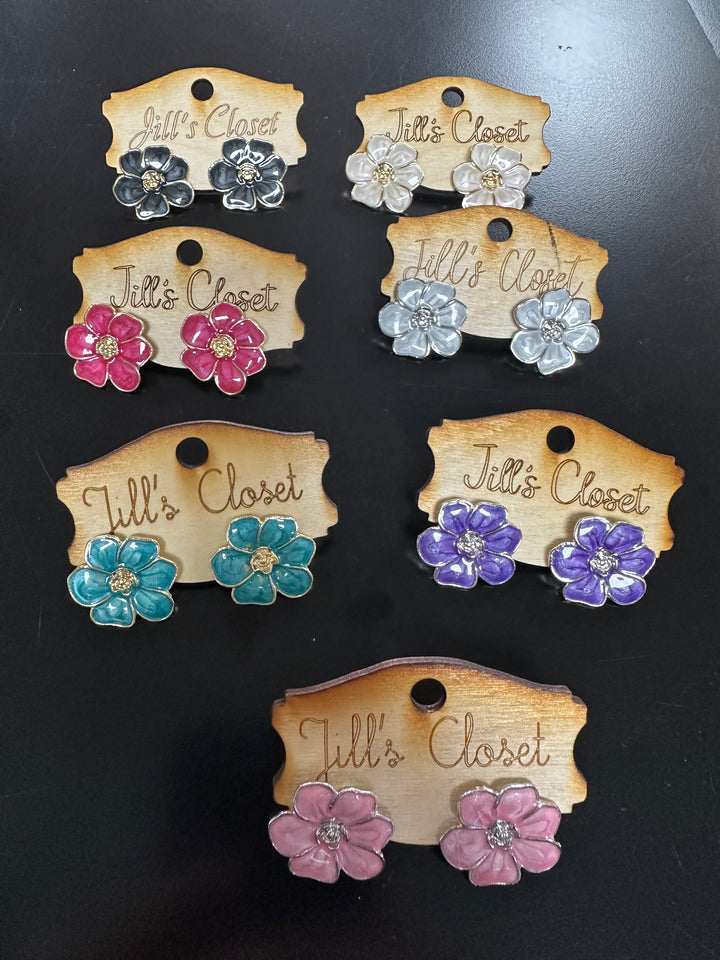 Flower Enameled Earrings