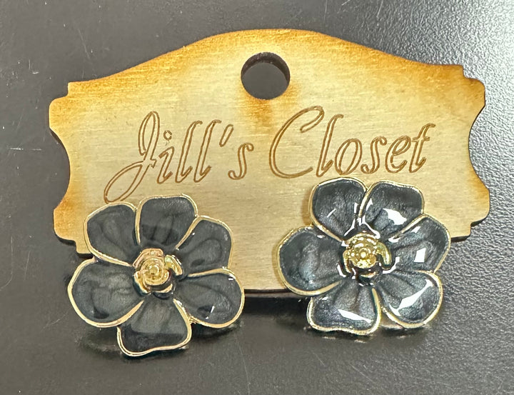 Flower Enameled Earrings