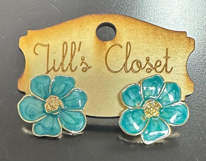 Flower Enameled Earrings