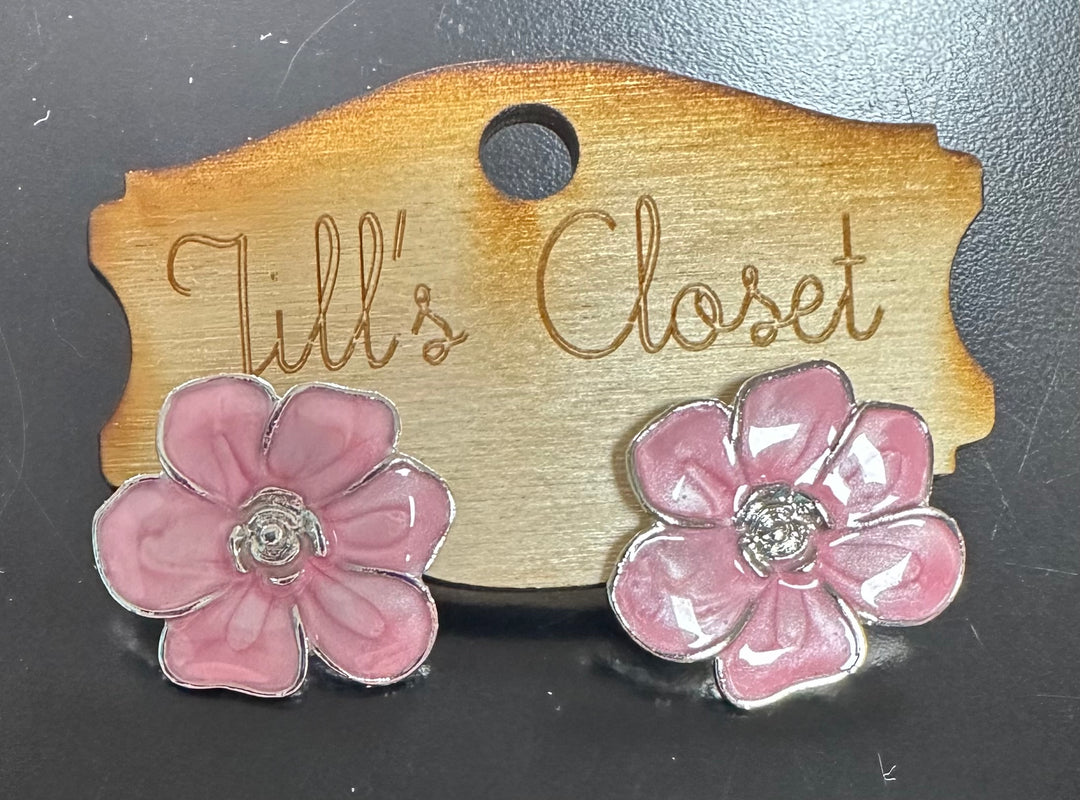 Flower Enameled Earrings