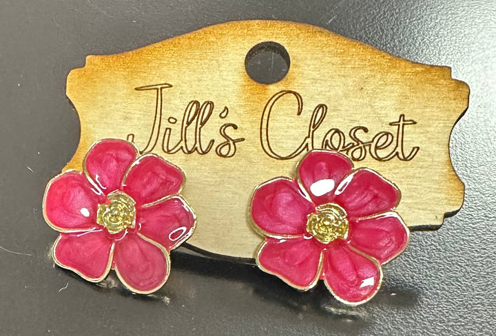 Flower Enameled Earrings