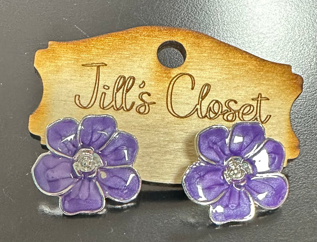 Flower Enameled Earrings