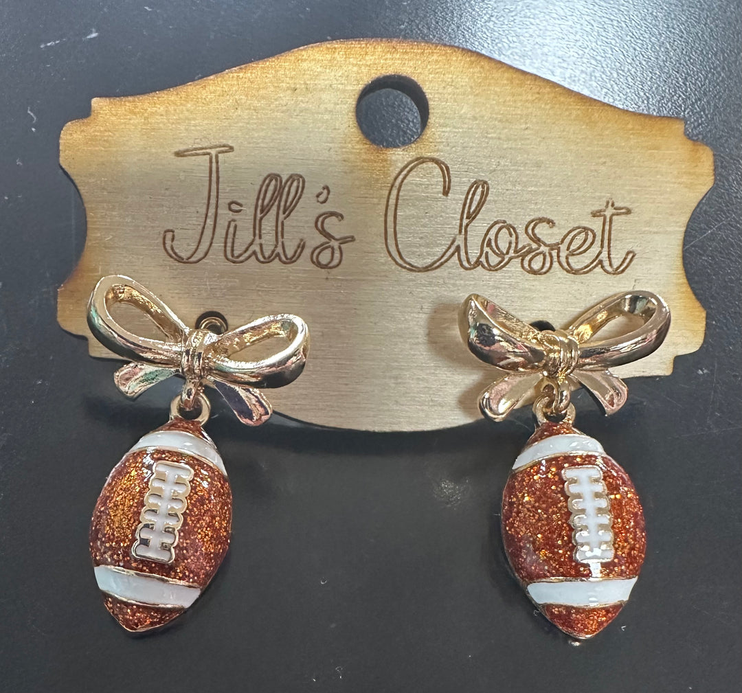 Football Bow Stud Earrings