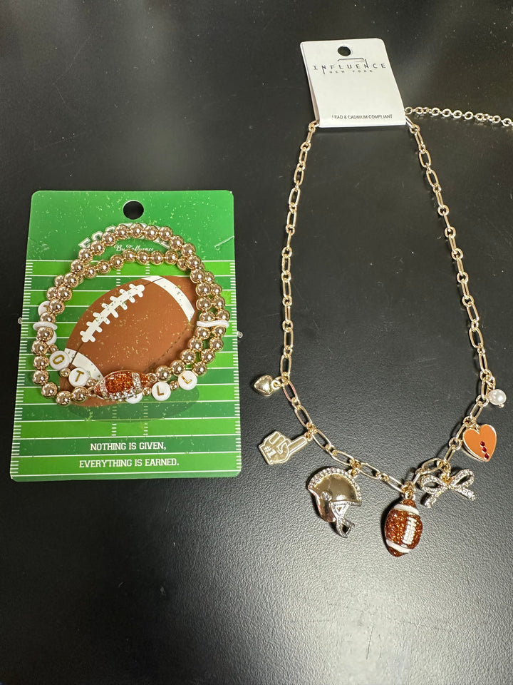 Football Charm Necklace or Bracelet