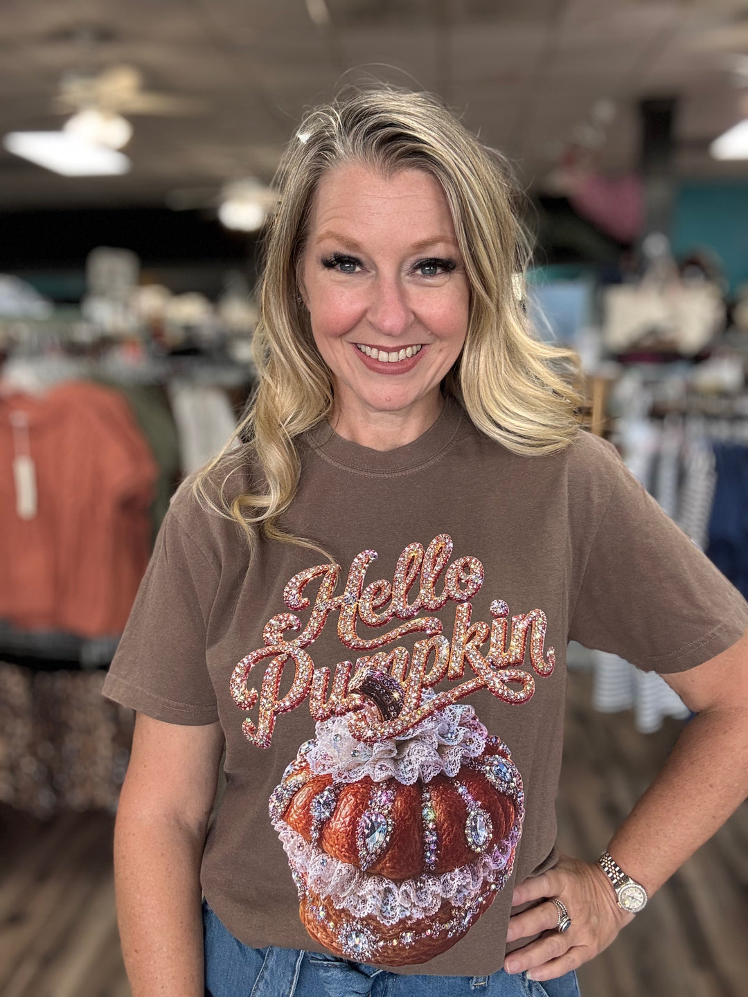 Hello Pumpkin Bling Tee