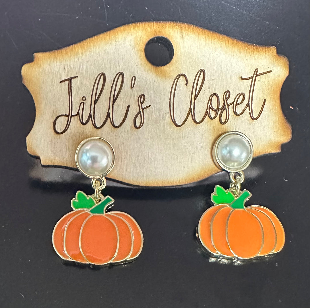 Pearl & Pumpkin Earrings