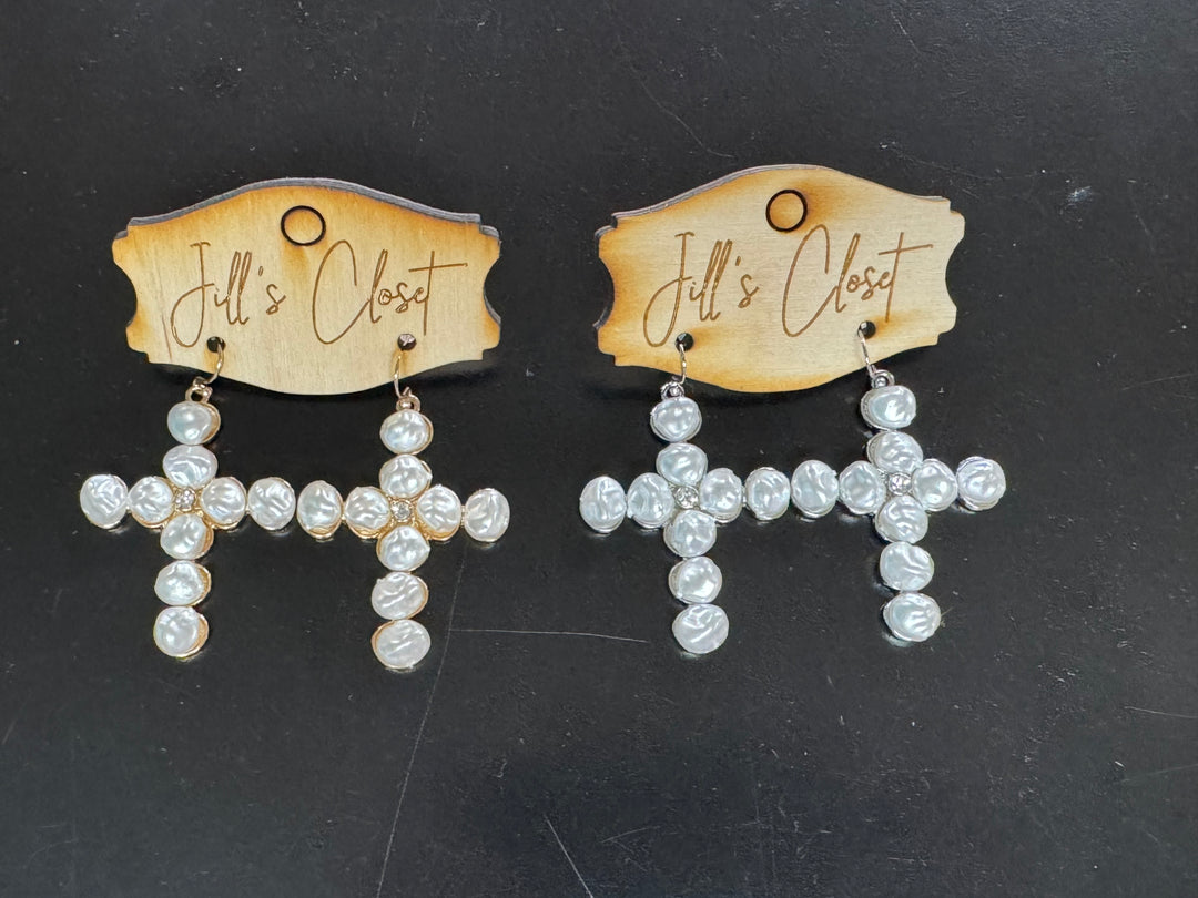 Pearl Cross earrings