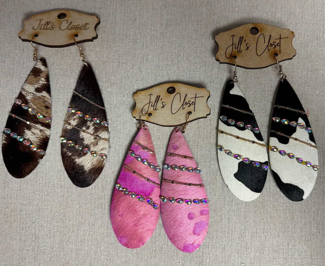 Large Hide & Bling Earrings