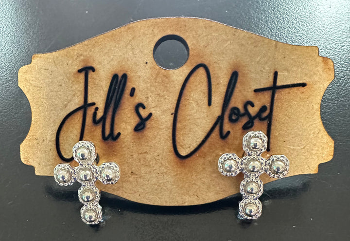 Silver Cross Stud Earrings