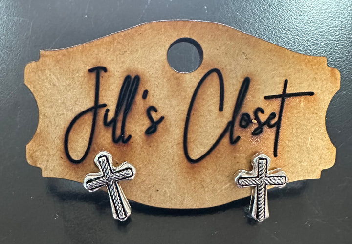 Silver Cross Stud Earrings
