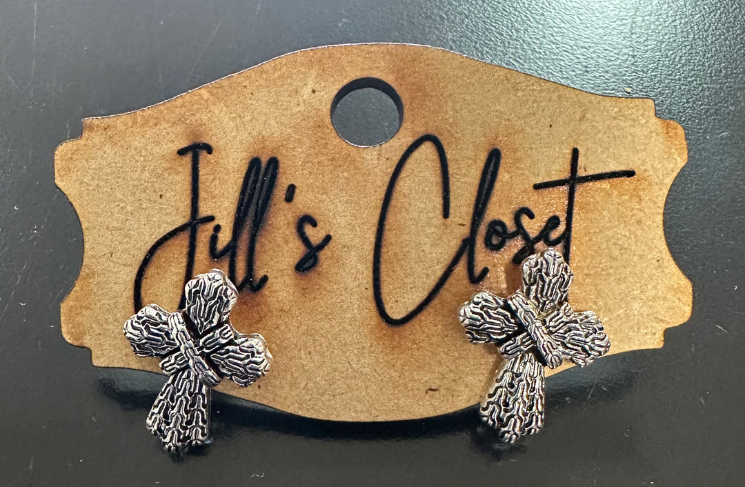 Silver Cross Stud Earrings