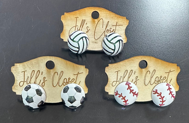 Glittery Sports Ball Stud Earrings