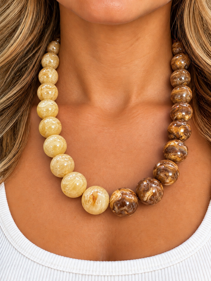 Fall’s Swirled Lg Bead Necklace