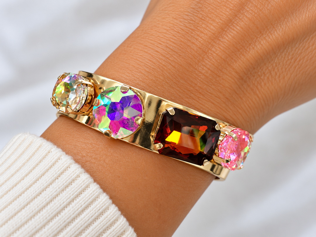 Golden Cuff Bracelet w/Bling
