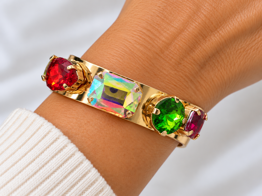 Golden Cuff Bracelet w/Bling