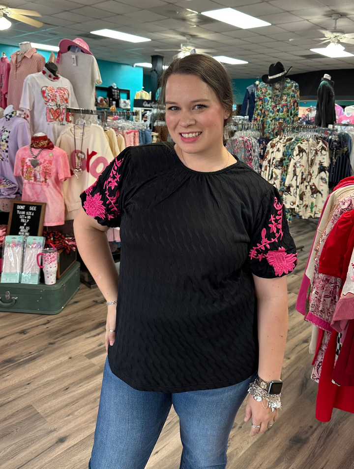 Pink embroidered top