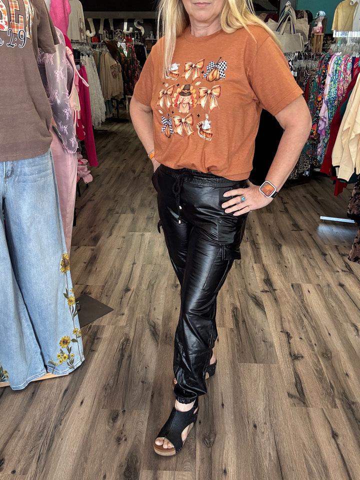 Faux Leather Joggers