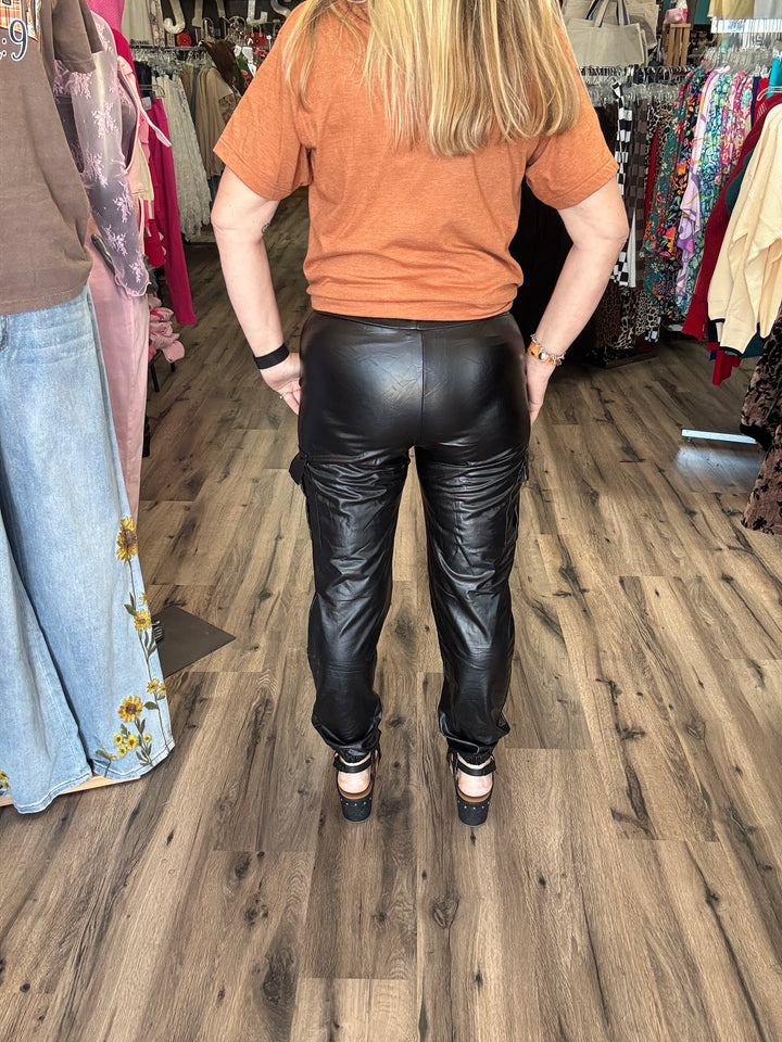 Faux Leather Joggers