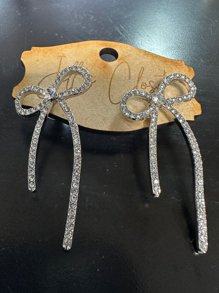 Rhinestone Bow Earrings