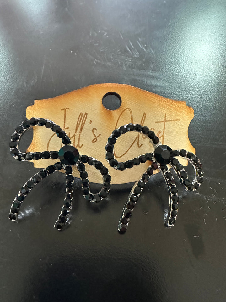 Rhinestone Bow Earrings