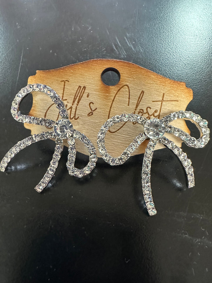 Rhinestone Bow Earrings