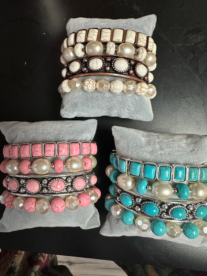 Stacked 4 Bracelets Sets