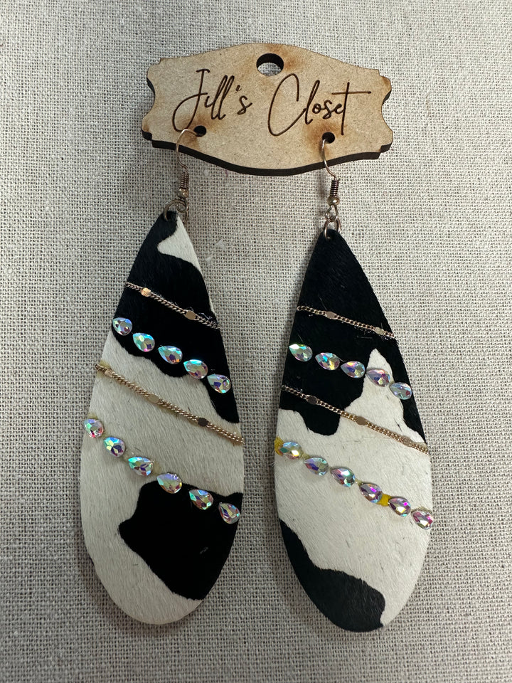 Large Hide & Bling Earrings