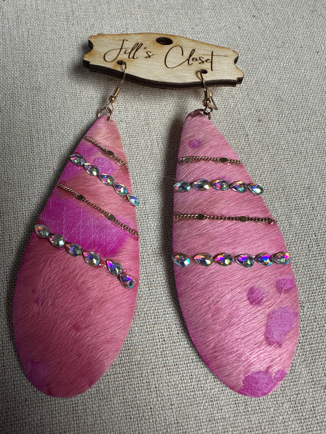 Large Hide & Bling Earrings
