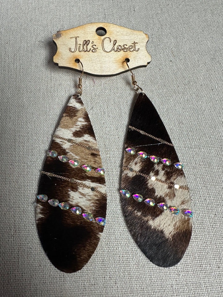 Large Hide & Bling Earrings
