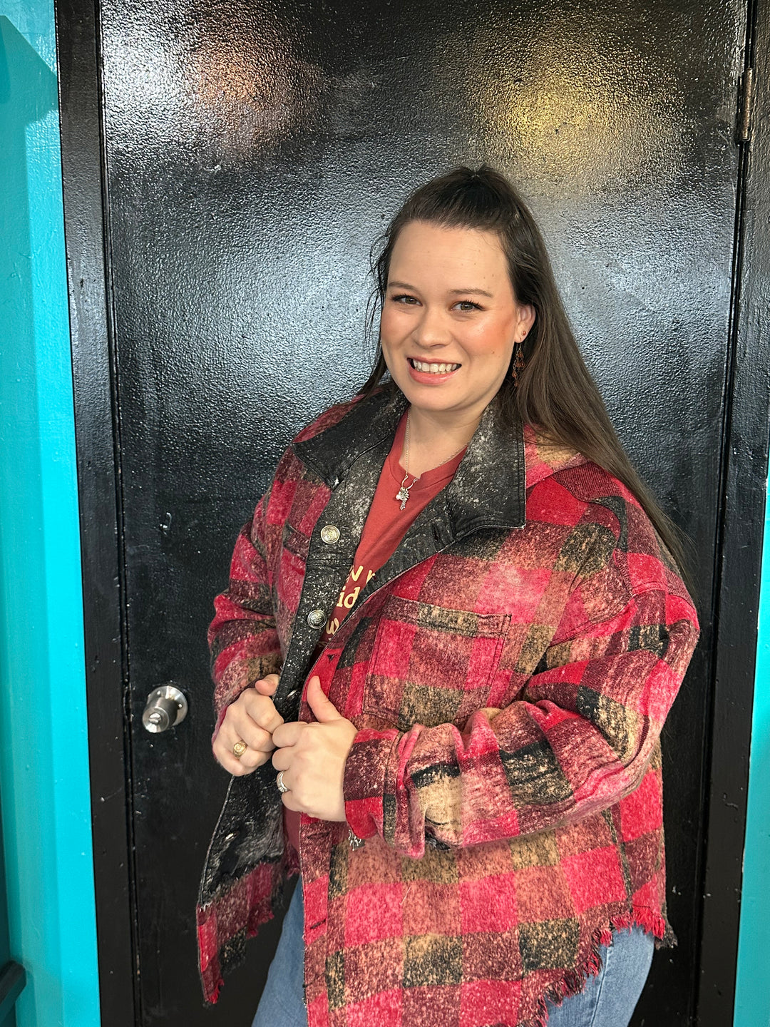 Bleached Reversible Denim/Flannel Jacket